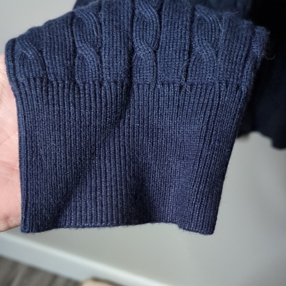 Kallspin Navy Knit Cashmere Wool Blend Classic Crew Neck Sweater Size Large - Picture 4 of 7